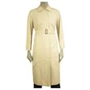 Burberry Men's Cotton Beige Trench Jacket Belted Check Lining Coat size 12 Long