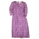 Dolce and Gabbana Three Quarter Sleeve Lace Dress in Purple Polyester - Dolce & Gabbana