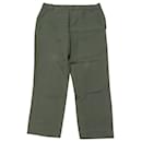 Vince Straight Leg Trousers in Olive Green Cotton