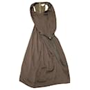 Helmut Lang Asymmetrisches Crepe-Kleid mit Gürtel aus braunem Polyester