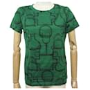 NINE HERMES TSHIRT MICRO PROJECTS CARRES M 40 H0H4604DY4Y40 GREEN COTTON NEW - Hermès