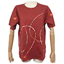 NEW HERMES TSHIRT TWILLY M EMBROIDERED TUNIC 38 IN COTTON & SILK RED TOMETTE - Hermès