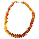 Natural transparent amber necklace with veins - Autre Marque