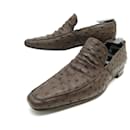 YVES SAINT LAURENT MOCCASIN SHOES 42 BROWN OSTRICH LEATHER LOAFERS - Yves Saint Laurent