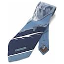 BALENCIAGA Panel pattern tie ◆ Blue / Vintage / Nishijin-ori / Vintage / Silk / 100% silk / Men's - Balenciaga
