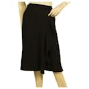 Max Mara Black Back Pleat Knee Length Wrap Skirt Size 46