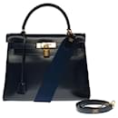 Splendid Hermes Kelly handbag 28 returned lined shoulder strap, gold plated metal trim - Hermès