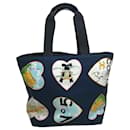 * CHANEL COCO Valentine Limited Heart Pattern Handbag Tote Bag Canvas Ladies Navy - Chanel