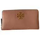 Pink leather continental zip wallet - Tory Burch