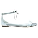 Metallic Silver Leather Flat Sandals - Alexander Mcqueen