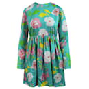 Floral Print Babydoll Dress in Crinkled Viscose - Saint Laurent