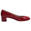 Red Patent Leather "Ada" Block Low Heels - Salvatore Ferragamo