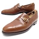 JOHN LOBB DICK SHOES LOAFERS WITH BUCKLE 9E 43 BROWN LEATHER SHOES - John Lobb