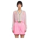Palm angels women's pink mohair track mini cardigan - Palm Angels