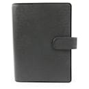 Black Taiga Leather Small Ring Agenda PM Diary Cover Notebook - Louis Vuitton