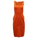 Michael Kors Square Neck Sheath Dress in Orange Wool 