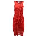 Jean Paul Gaultier Ruched Dress in Red Nylon