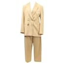 Petar Petrov Jimi Double-Breasted Jacket and Herve Pleated Tapered Pants In Nude Wool