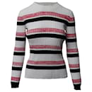 Maje Stripe Long Sleeves Ribbed Top in White Cotton