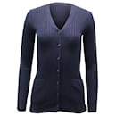 Cardigan Vince a coste in cashmere blu navy