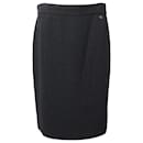 Chanel Pencil Skirt with Back Pockets in Black Cotton Tweed