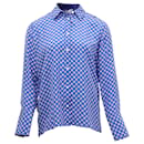 Camisa de seda azul con estampado de monograma Doryn de Sandro Paris