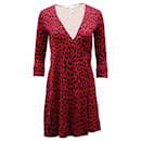 Abito a portafoglio Diane Von Furstenberg in seta rossa stampata leopardata