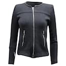 Iro Knit Jacket with Leather Trim in Black Cotton