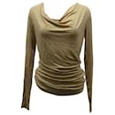 Donna Karan Long-Sleeve Top with Cowl Neckline in Brown Modal
