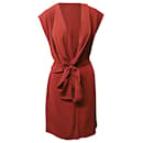 Diane Von Furstenberg Reara Draped Dress in Red Silk