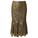 Ralph Lauren Lace Godet Skirt in Gold Polyamide