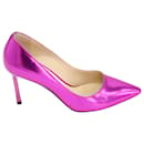 Jimmy Choo Anouk 120 Pointed Pumps in Purple Mirror Leather