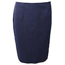 Carolina Herrera Pencil Midi Skirt in Blue Wool