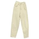 Maje Cropped High-Waist Jeans in Cream Cotton