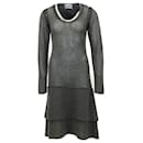 Philosophy di Alberta Ferretti Chain Detail Midi Dress in Grey Wool