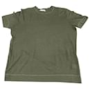 Brunello Cucinelli T-shirt Style Sweater with Contrast Stitching in Green Linen