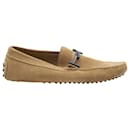 Tod's Gommino Loafers with T Bar in Brown Suede