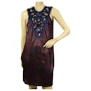M Missoni Brown & Blue Sequined 100% Silk Sleeveless Knee dress IT size 44