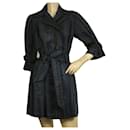 Diane Von Furstenberg DVF Kaimi Dark Blue Trench Coat Dress Robe Manteau w. Belt