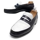 JM WESTON LOAFERS 180 6D 40 TWO-TONE NAVY BLUE LEATHER SHOES - JM Weston