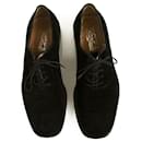 Salvatore Ferragamo Black Suede Leather Lace Up Men Shoes size 10.5 EE
