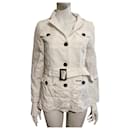 White linen blend Barbour coat