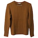 Sandro Paris Cable Knit Sweater in Brown Merino Wool