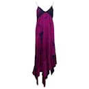 Marques Almeida Tie-Dyed Asymmetric Dress in Purple Silk Satin