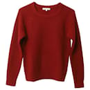 Sandro Paris Ribbed Knit Sweater in Red Wool