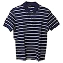 Gucci Striped Short Sleeve Polo Shirt in Navy Blue and White Cotton 