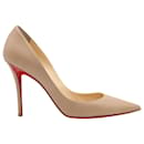 Christian Louboutin Apostrophy 100 Pumps in Nude Nappa Leather