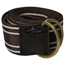 Tom Ford Striped Double D Ring Belt in Brown and White Nylon 