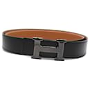 Hermes 32mm So Black H Leather Reversible Belt Size 110 - Hermès