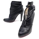 CHRISTIAN LOUBOUTIN SHOES BOOTS WITH HEELS 38 BLACK LEATHER BOOTS SHOES - Christian Louboutin